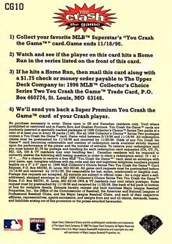1996 Collector's Choice - You Crash the Game Gold #CG10 Frank Thomas Back