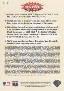 1996 Collector's Choice - You Crash the Game Gold #CG11 Albert Belle Back