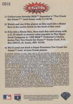1996 Collector's Choice - You Crash the Game Gold #CG12 Manny Ramirez Back