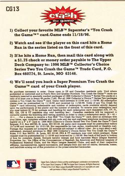 1996 Collector's Choice - You Crash the Game Gold #CG13 Jim Thome Back