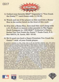 1996 Collector's Choice - You Crash the Game Gold #CG17 Cecil Fielder Back