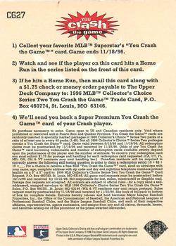 1996 Collector's Choice - You Crash the Game Gold #CG27 Ron Gant Back