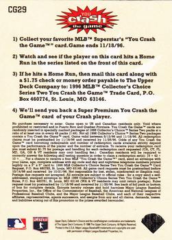 1996 Collector's Choice - You Crash the Game Gold #CG29 Mickey Tettleton Back