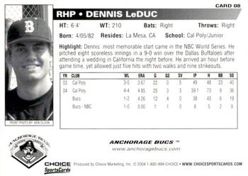2004 Choice Anchorage Bucs #8 Dennis LeDuc Back