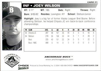 2004 Choice Anchorage Bucs #21 Joey Wilson Back