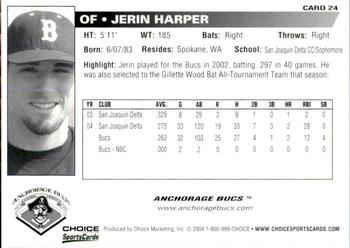 2004 Choice Anchorage Bucs #24 Jerin Harper Back
