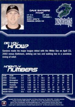 2004 Choice Charlotte Knights #18 Dave Sanders Back