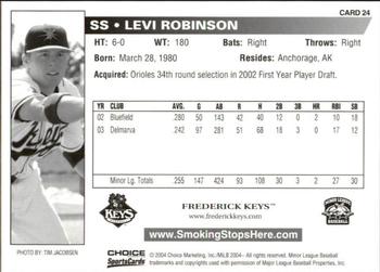 2004 Choice Frederick Keys SGA #24 Levi Robinson Back