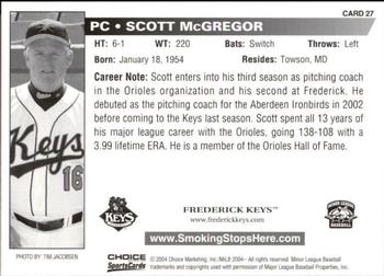 2004 Choice Frederick Keys SGA #27 Scott McGregor Back