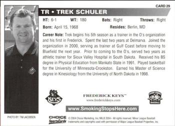 2004 Choice Frederick Keys SGA #29 Trek Schuler Back
