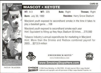 2004 Choice Frederick Keys SGA #30 Keyote Back