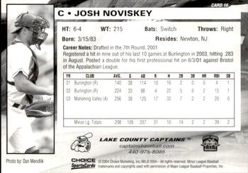 2004 Choice Lake County Captains #16 Josh Noviskey Back