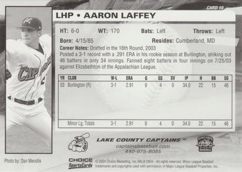 2004 Choice Lake County Captains #19 Aaron Laffey Back