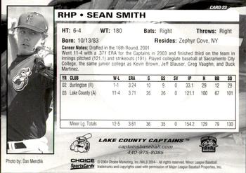 2004 Choice Lake County Captains #23 Sean Smith Back