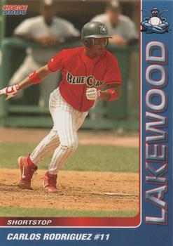 2004 Choice Lakewood BlueClaws #22 Carlos Rodriguez Front