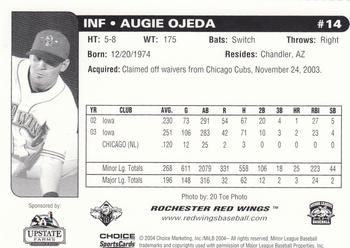 2004 Choice Rochester Red Wings #14 Augie Ojeda Back