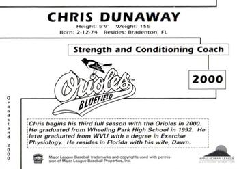 2000 Grandstand Bluefield Orioles #NNO Chris Dunaway Back