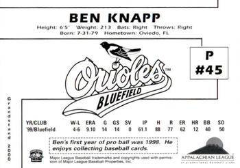 2000 Grandstand Bluefield Orioles #NNO Ben Knapp Back