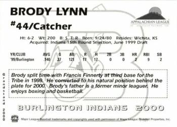 2000 Grandstand Burlington Indians #NNO Brody Lynn Back