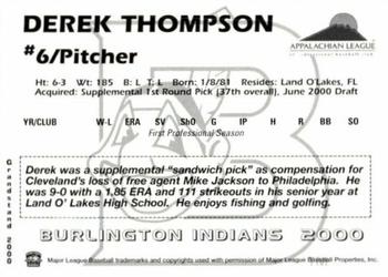 2000 Grandstand Burlington Indians #NNO Derek Thompson Back