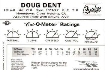 2000 Grandstand California League Top Prospects #NNO Doug Dent Back