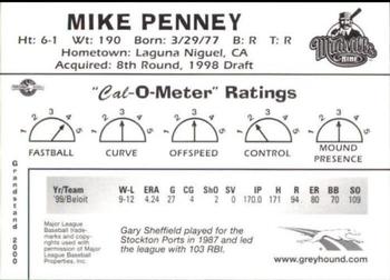 2000 Grandstand California League Top Prospects #NNO Mike Penney Back