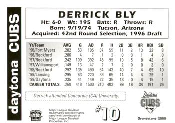 2000 Grandstand Daytona Cubs #NNO Derrick Bly Back