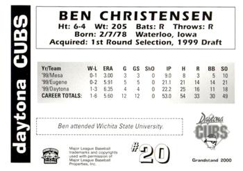 2000 Grandstand Daytona Cubs #NNO Ben Christensen Back