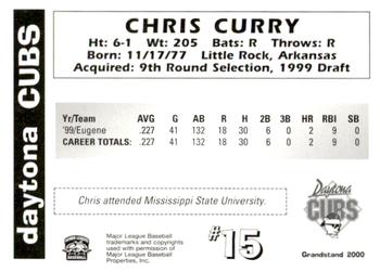 2000 Grandstand Daytona Cubs #NNO Chris Curry Back