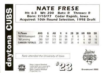 2000 Grandstand Daytona Cubs #NNO Nate Frese Back