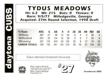 2000 Grandstand Daytona Cubs #NNO Tydus Meadows Back