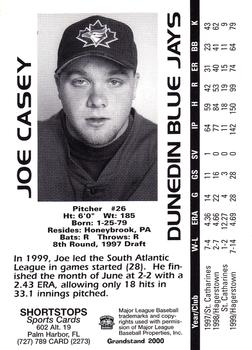 2000 Grandstand Dunedin Blue Jays #NNO Joe Casey Back