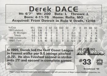 2000 Grandstand El Paso Diablos #NNO Derek Dace Back