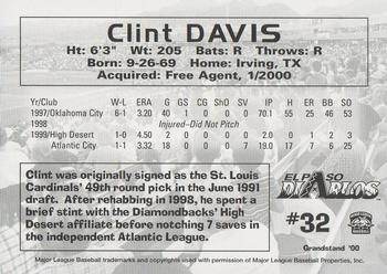 2000 Grandstand El Paso Diablos #NNO Clint Davis Back