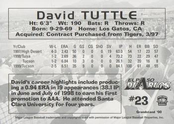 2000 Grandstand El Paso Diablos #NNO David Tuttle Back