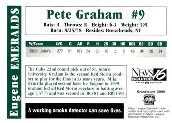 2000 Grandstand Eugene Emeralds #NNO Pete Graham Back