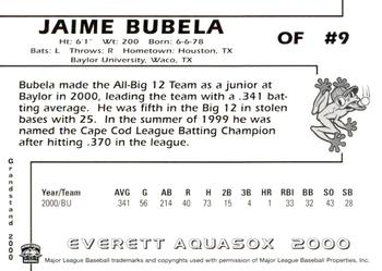 2000 Grandstand Everett AquaSox #NNO Jaime Bubela Back