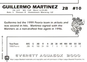 2000 Grandstand Everett AquaSox #NNO Guillermo Martinez Back