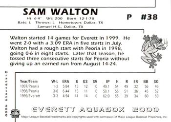 2000 Grandstand Everett AquaSox #NNO Sam Walton Back