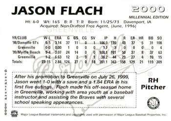 2000 Grandstand Greenville Braves #NNO Jason Flach Back
