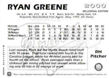 2000 Grandstand Greenville Braves #NNO Ryan Greene Back