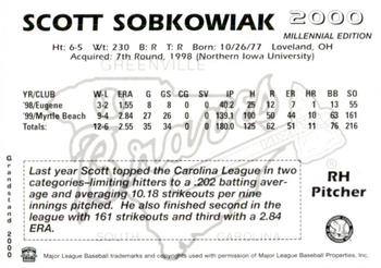 2000 Grandstand Greenville Braves #NNO Scott Sobkowiak Back