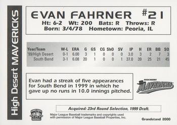 2000 Grandstand High Desert Mavericks #NNO Evan Fahrner Back