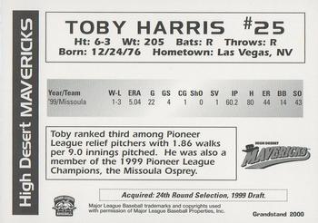 2000 Grandstand High Desert Mavericks #NNO Toby Harris Back