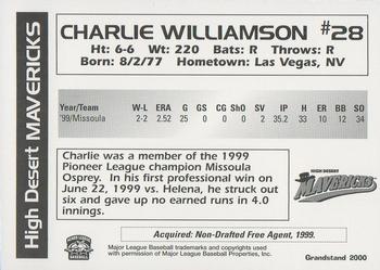 2000 Grandstand High Desert Mavericks #NNO Charlie Williamson Back