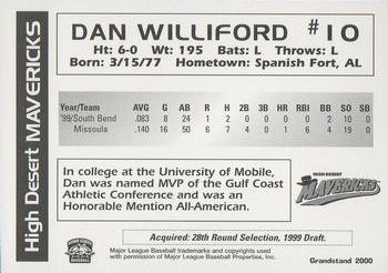 2000 Grandstand High Desert Mavericks #NNO Dan Williford Back