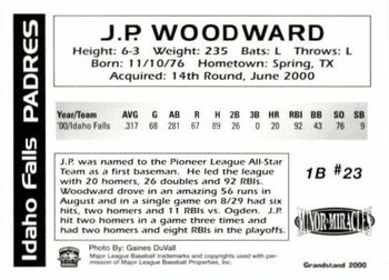 2000 Grandstand Idaho Falls Padres #NNO J.P. Woodward Back