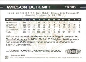 2000 Grandstand Jamestown Jammers #NNO Wilson Betemit Back