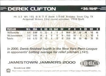 2000 Grandstand Jamestown Jammers #NNO Derek Clifton Back