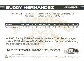 2000 Grandstand Jamestown Jammers #NNO Buddy Hernandez Back